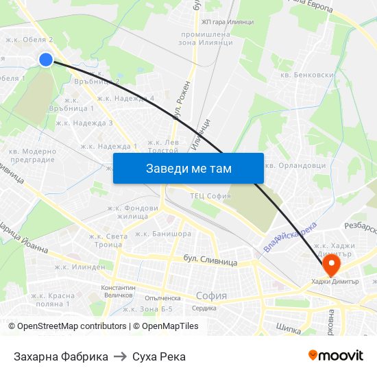 Захарна Фабрика to Суха Река map