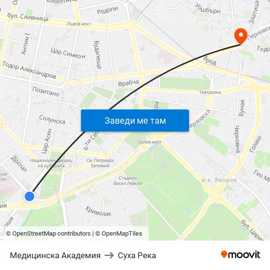 Медицинска Академия to Суха Река map