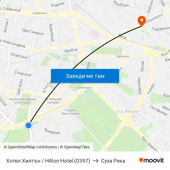 Хотел Хилтън / Hilton Hotel (0397) to Суха Река map