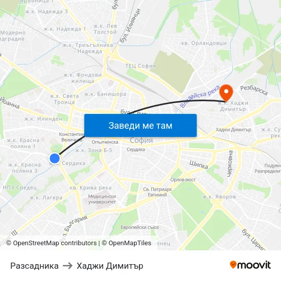 Разсадника to Хаджи Димитър map