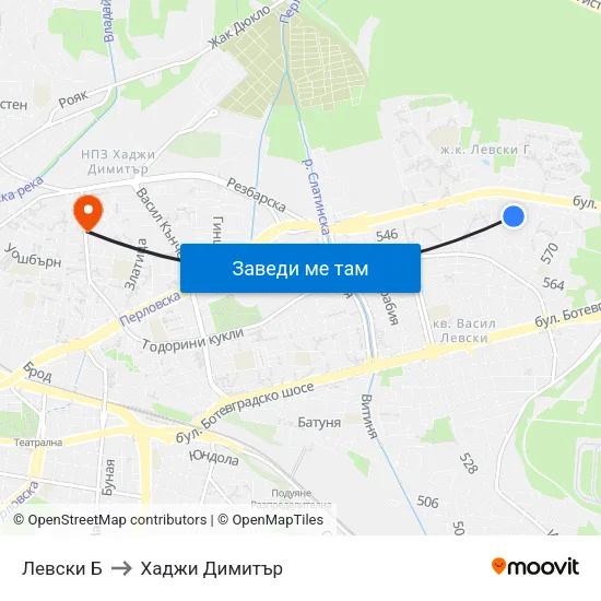 Левски Б to Хаджи Димитър map