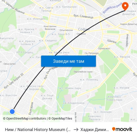 Ним / National History Museum (1464) to Хаджи Димитър map