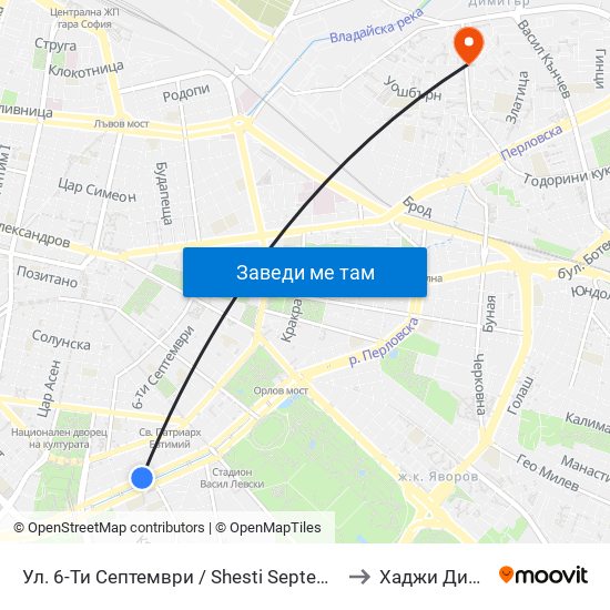 Ул. 6-Ти Септември / Shesti Septemvri St. (1808) to Хаджи Димитър map