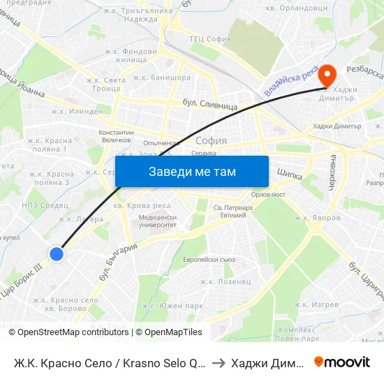 Ⓜ️ Ж.К. Красно Село / Krasno Selo Qr. (0638) to Хаджи Димитър map