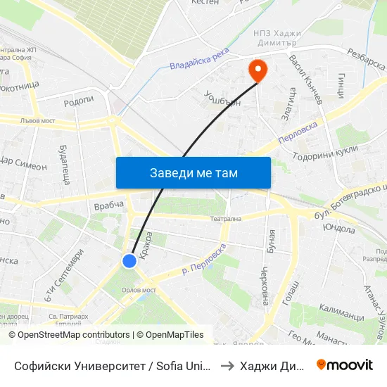 Ⓜ️🎓 Софийски Университет / Sofia University (1700) to Хаджи Димитър map