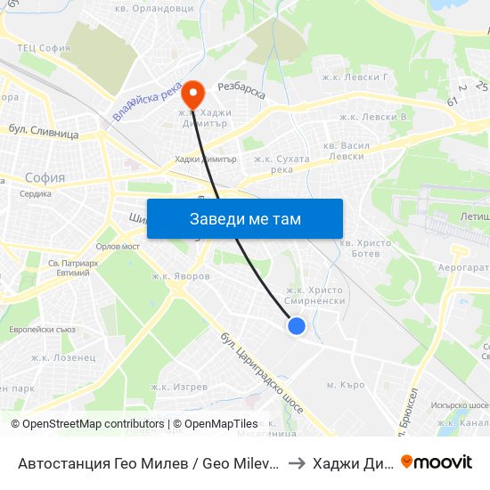 Автостанция Гео Милев / Geo Milev Bus Station (0052) to Хаджи Димитър map