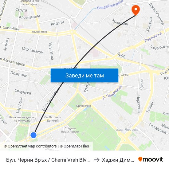 Бул. Черни Връх / Cherni Vrah Blvd. (0401) to Хаджи Димитър map