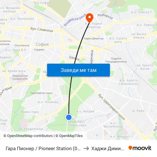 Гара Пионер / Pioneer Station (0465) to Хаджи Димитър map