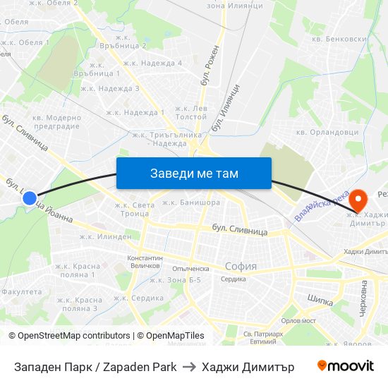 Западен Парк / Zapaden Park to Хаджи Димитър map