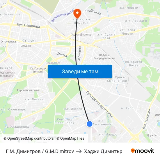 Г. М. Димитров / G. M. Dimitrov to Хаджи Димитър map