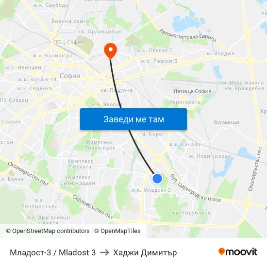 Младост 3 / Mladost 3 to Хаджи Димитър map