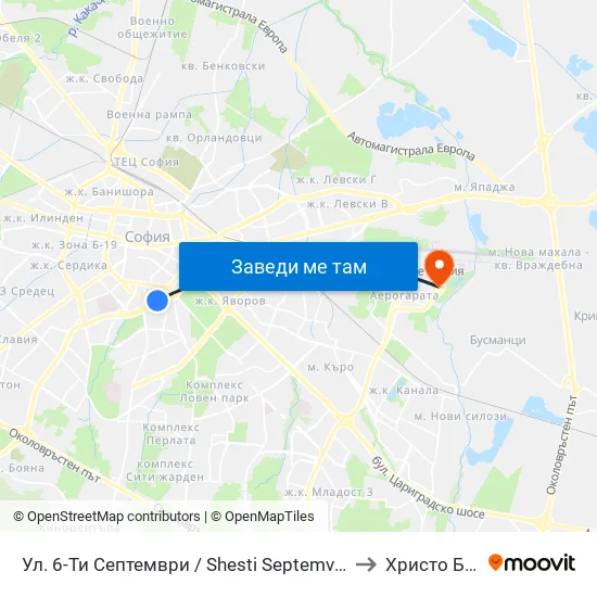Ул. 6-Ти Септември / Shesti Septemvri St. (1808) to Христо Ботев map