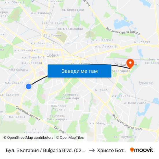 Бул. България / Bulgaria Blvd. (0290) to Христо Ботев map