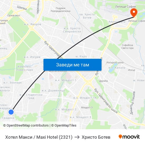 Хотел Макси / Maxi Hotel (2321) to Христо Ботев map