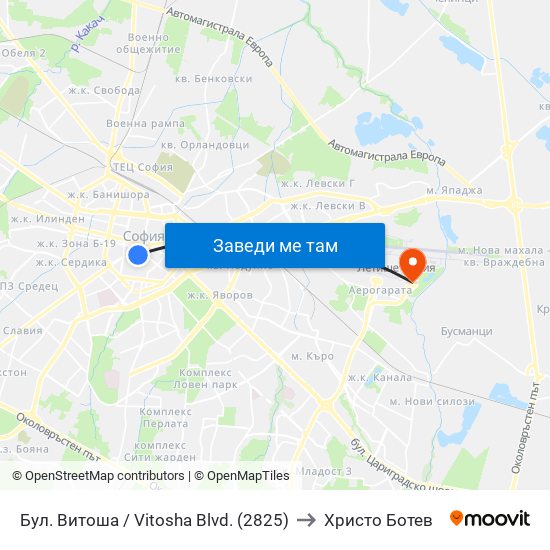 Бул. Витоша / Vitosha Blvd. (2825) to Христо Ботев map