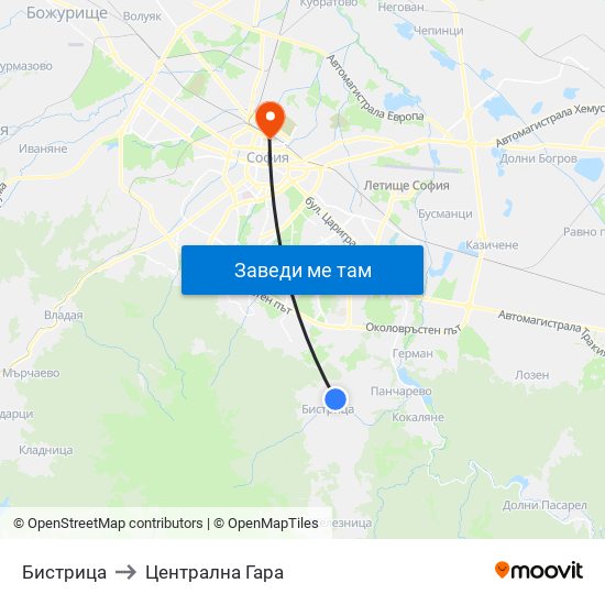 Бистрица to Централна Гара map