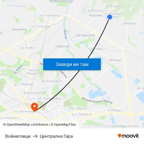 Войнеговци to Централна Гара map