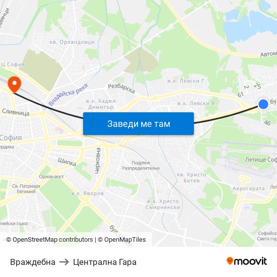 Враждебна to Централна Гара map