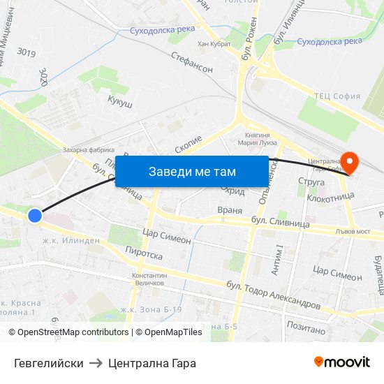 Гевгелийски to Централна Гара map