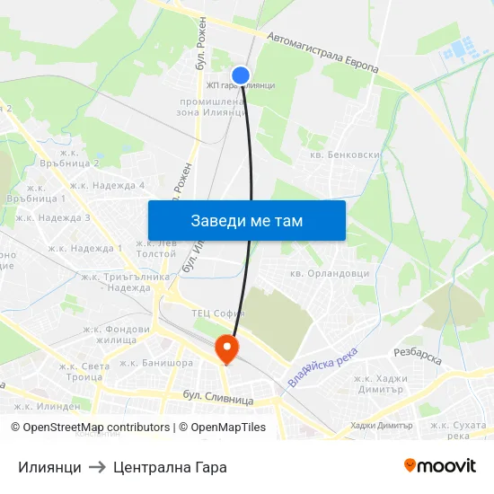 Илиянци to Централна Гара map