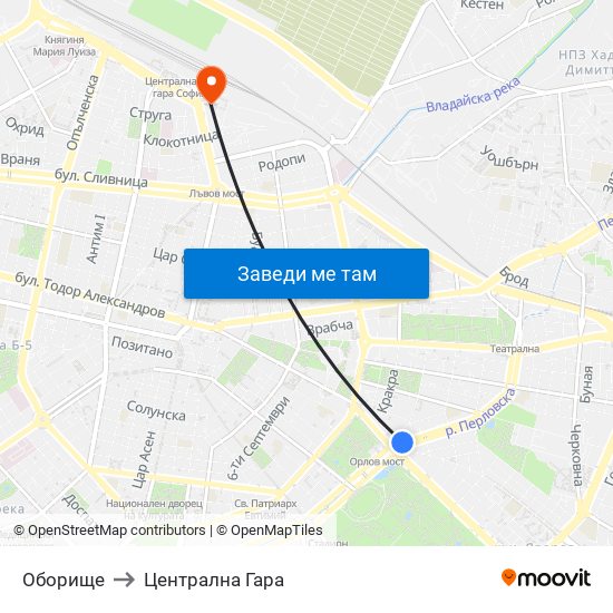 Оборище to Централна Гара map