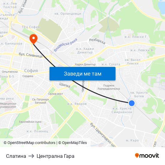 Слатина to Централна Гара map