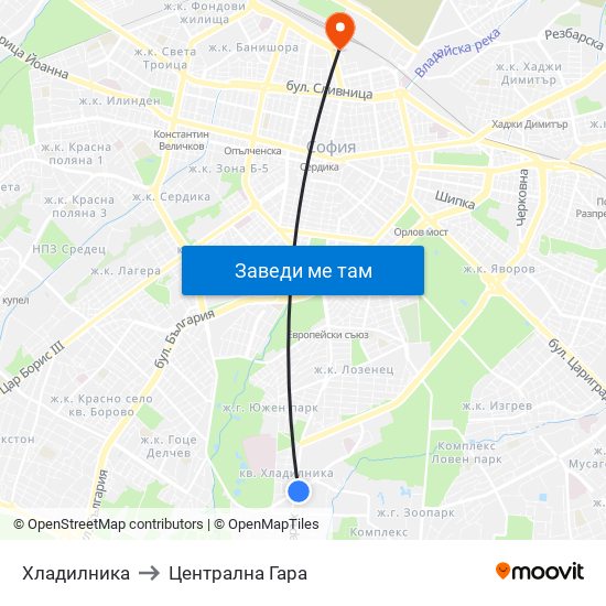 Хладилника to Централна Гара map