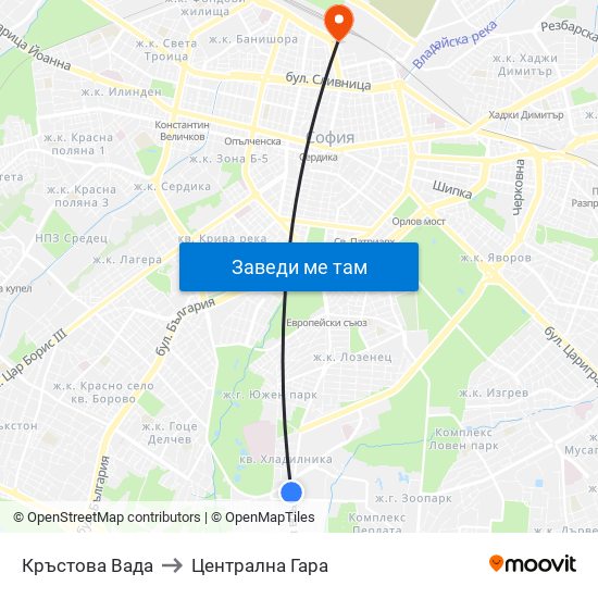 Кръстова Вада to Централна Гара map