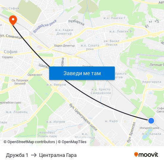 Дружба 1 to Централна Гара map