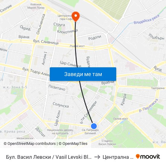 Бул. Васил Левски / Vasil Levski Blvd. (0299) to Централна Гара map