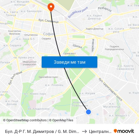 Бул. Д-Р Г. М. Димитров / G. M. Dimitrov Blvd. (0316) to Централна Гара map