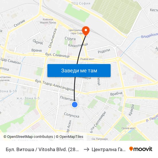Бул. Витоша / Vitosha Blvd. (2825) to Централна Гара map