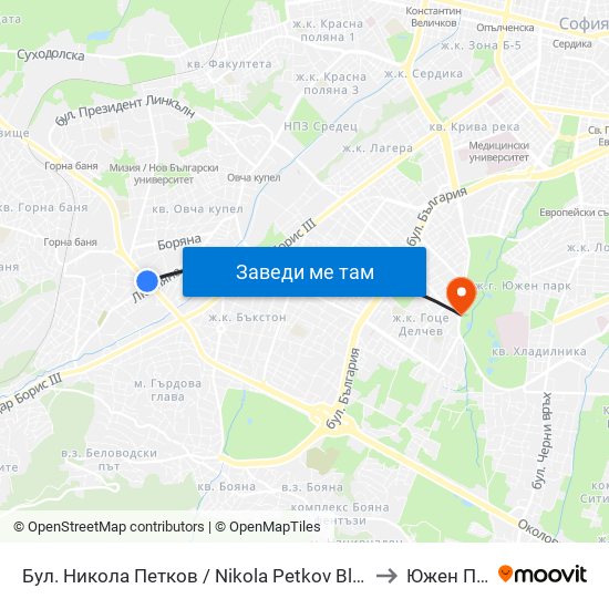 Бул. Никола Петков / Nikola Petkov Blvd. (0347) to Южен Парк map