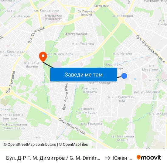 Бул. Д-Р Г. М. Димитров / G. M. Dimitrov Blvd. (0316) to Южен Парк map