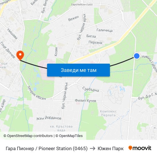 Гара Пионер / Pioneer Station (0465) to Южен Парк map