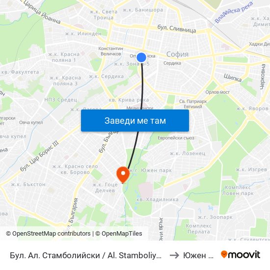 Бул. Ал. Стамболийски / Al. Stamboliyski Blvd. (0283) to Южен Парк map