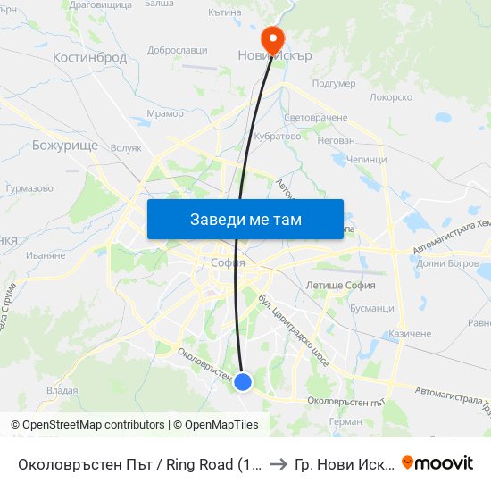 Околовръстен Път / Ring Road (1175) to Гр. Нови Искър map