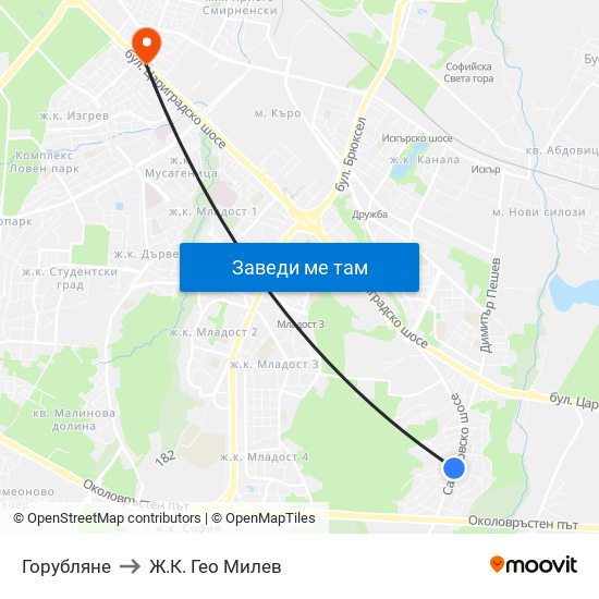 Горубляне to Ж.К. Гео Милев map