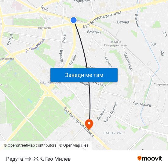 Редута to Ж.К. Гео Милев map