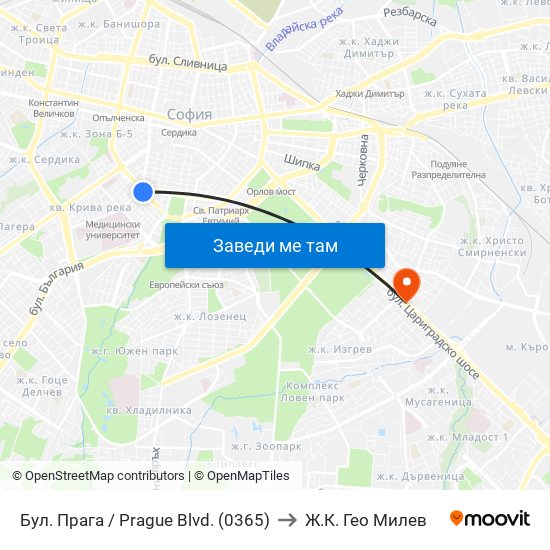 Бул. Прага / Prague Blvd. (0365) to Ж.К. Гео Милев map