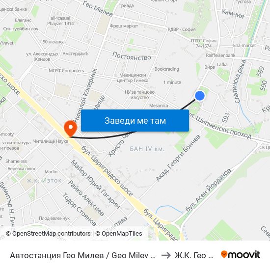 Автостанция Гео Милев / Geo Milev Bus Station (0052) to Ж.К. Гео Милев map