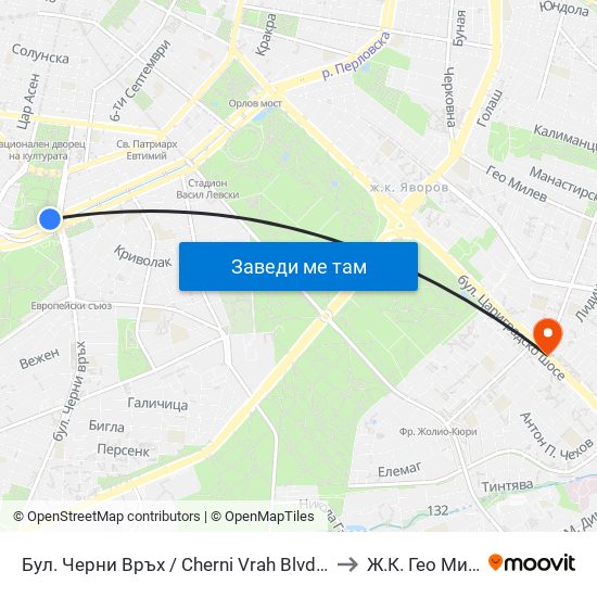 Бул. Черни Връх / Cherni Vrah Blvd. (0395) to Ж.К. Гео Милев map