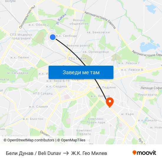 Бели Дунав / Beli Dunav to Ж.К. Гео Милев map