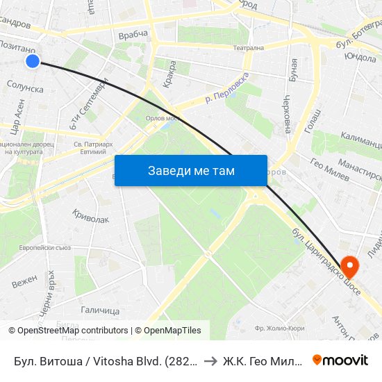 Бул. Витоша / Vitosha Blvd. (2825) to Ж.К. Гео Милев map