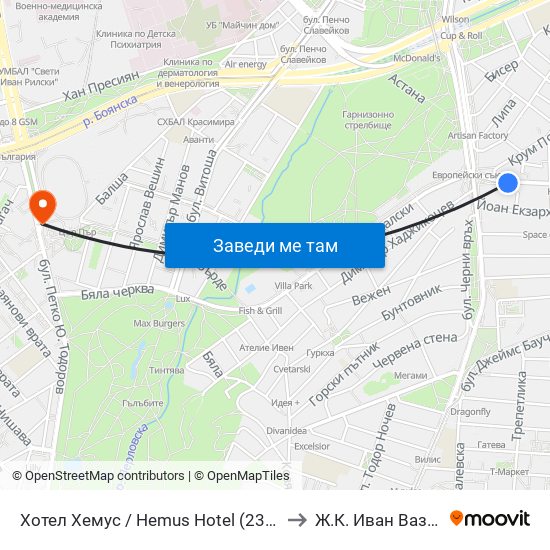 Хотел Хемус / Hemus Hotel (2329) to Ж.К. Иван Вазов map