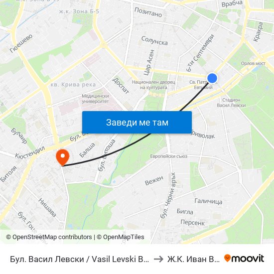 Бул. Васил Левски / Vasil Levski Blvd. (0300) to Ж.К. Иван Вазов map