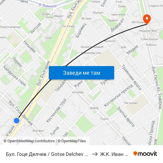 Бул. Гоце Делчев / Gotse Delchev Blvd. (0308) to Ж.К. Иван Вазов map