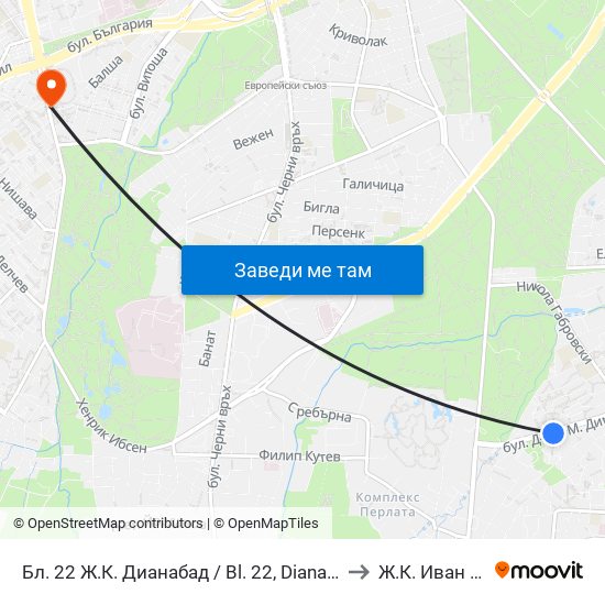 Бл. 22 Ж.К. Дианабад / Bl. 22, Dianabad Qr. (0124) to Ж.К. Иван Вазов map