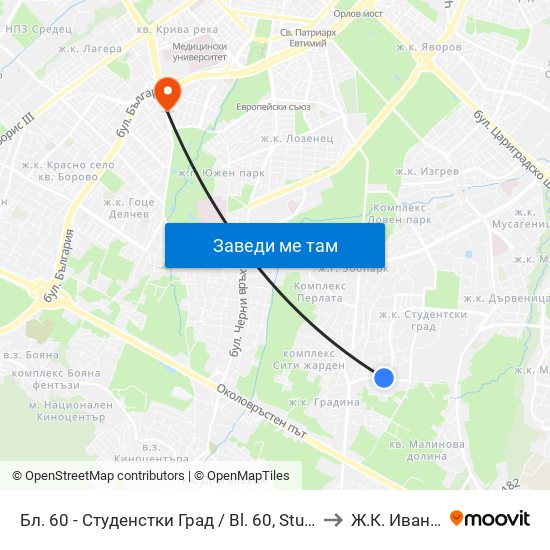 Бл. 60 - Студенстки Град / Bl. 60, Students' Town (2507) to Ж.К. Иван Вазов map