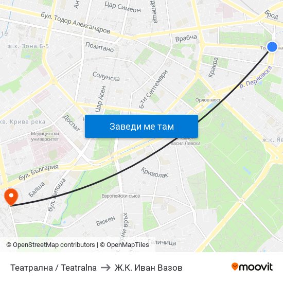 Театрална / Teatralna to Ж.К. Иван Вазов map